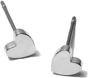 | Hypoallergenic Earrings | Titanium Priya Heart Studs | Silver | Titanium Stud Earrings for Women | Earrings Studs, Sensitive Ears, Trendy Womens Earring Set