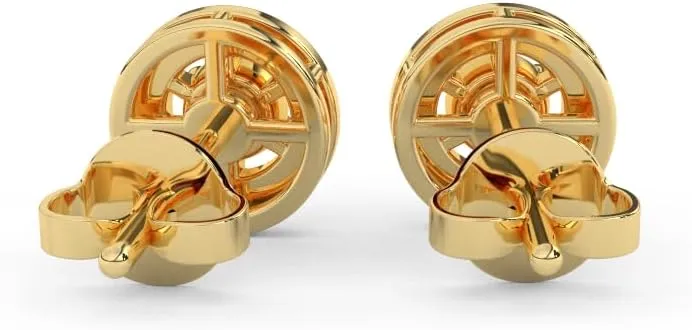0.55 Cttw Round Cut Natural Diamond (Color: H-I, Clarity: I1-I2) Halo Stud Earrings For Women in 14K White, Yellow and Rose Gold