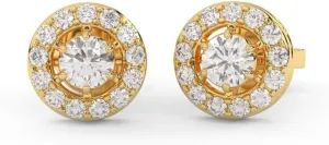 0.55 Cttw Round Cut Natural Diamond (Color: H-I, Clarity: I1-I2) Halo Stud Earrings For Women in 14K White, Yellow and Rose Gold