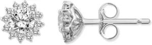 10K Gold and Silver Diamond Halo Stud Earrings (1/2 cttw, I-J Color, I2-I3 Clarity)
