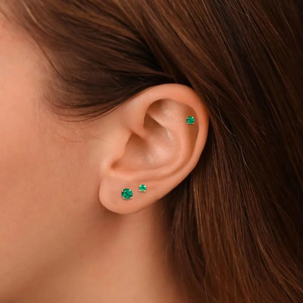 10Pcs 16G Emerald CZ Stainless Steel Lip Rings Internally Threaded Labret Lip Studs Monroe Medusa Piercing Jewelry Conch Helix Cartilage Studs Earrings 6mm 8mm 10mm