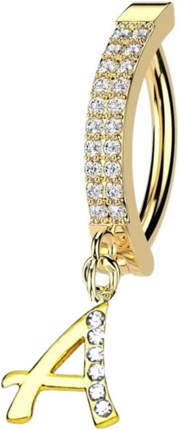 14G Gold Initial Clicker Belly Ring - Surgical Steel, Custom Letter Navel Ring