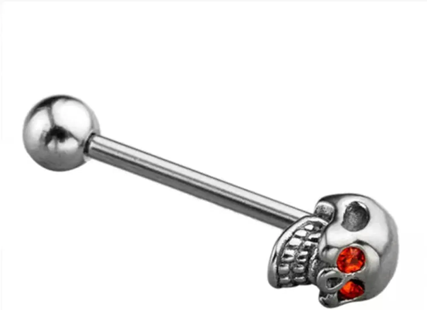 14G Stainless Steel CZ Gem Skull Silvery Tongue Bell Ring Body Pierci-Red