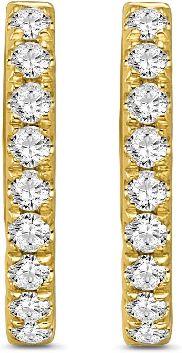 1/5 Carat - 1/3 Carat Diamond Hoop Earrings| 10K Yellow or White Gold Oval Hoop Earrings | I-J Color and I2-I3 Clarity