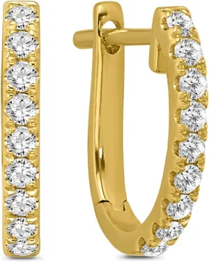 1/5 Carat - 1/3 Carat Diamond Hoop Earrings| 10K Yellow or White Gold Oval Hoop Earrings | I-J Color and I2-I3 Clarity