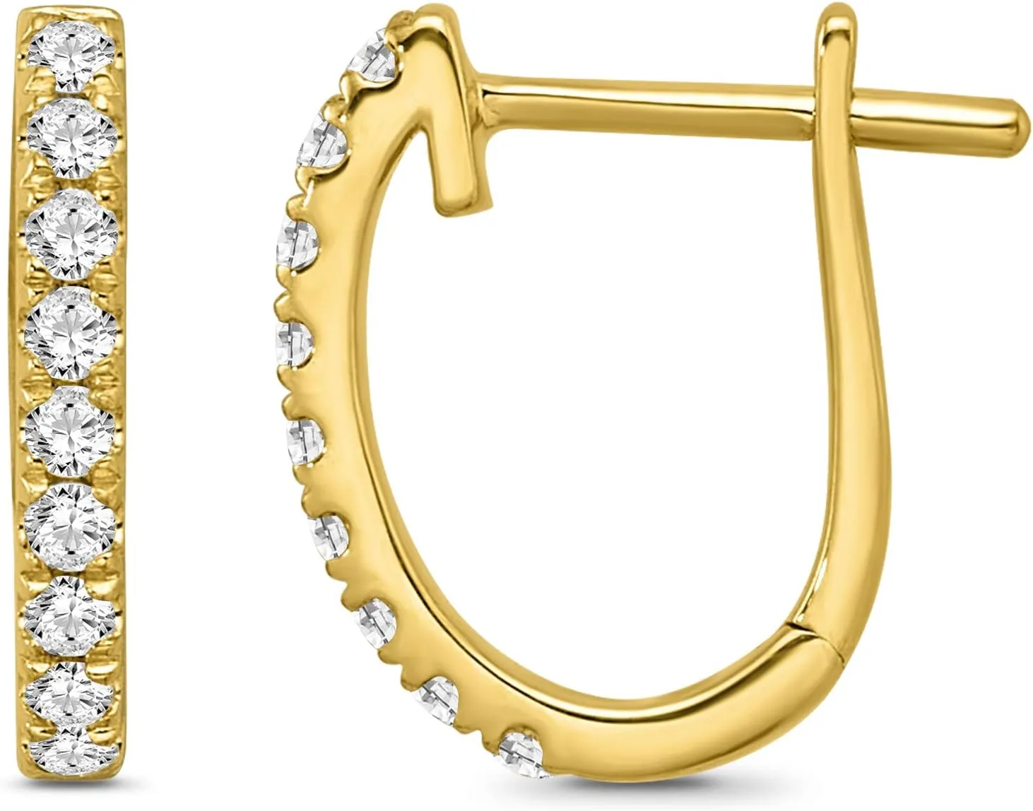 1/5 Carat - 1/3 Carat Diamond Hoop Earrings| 10K Yellow or White Gold Oval Hoop Earrings | I-J Color and I2-I3 Clarity