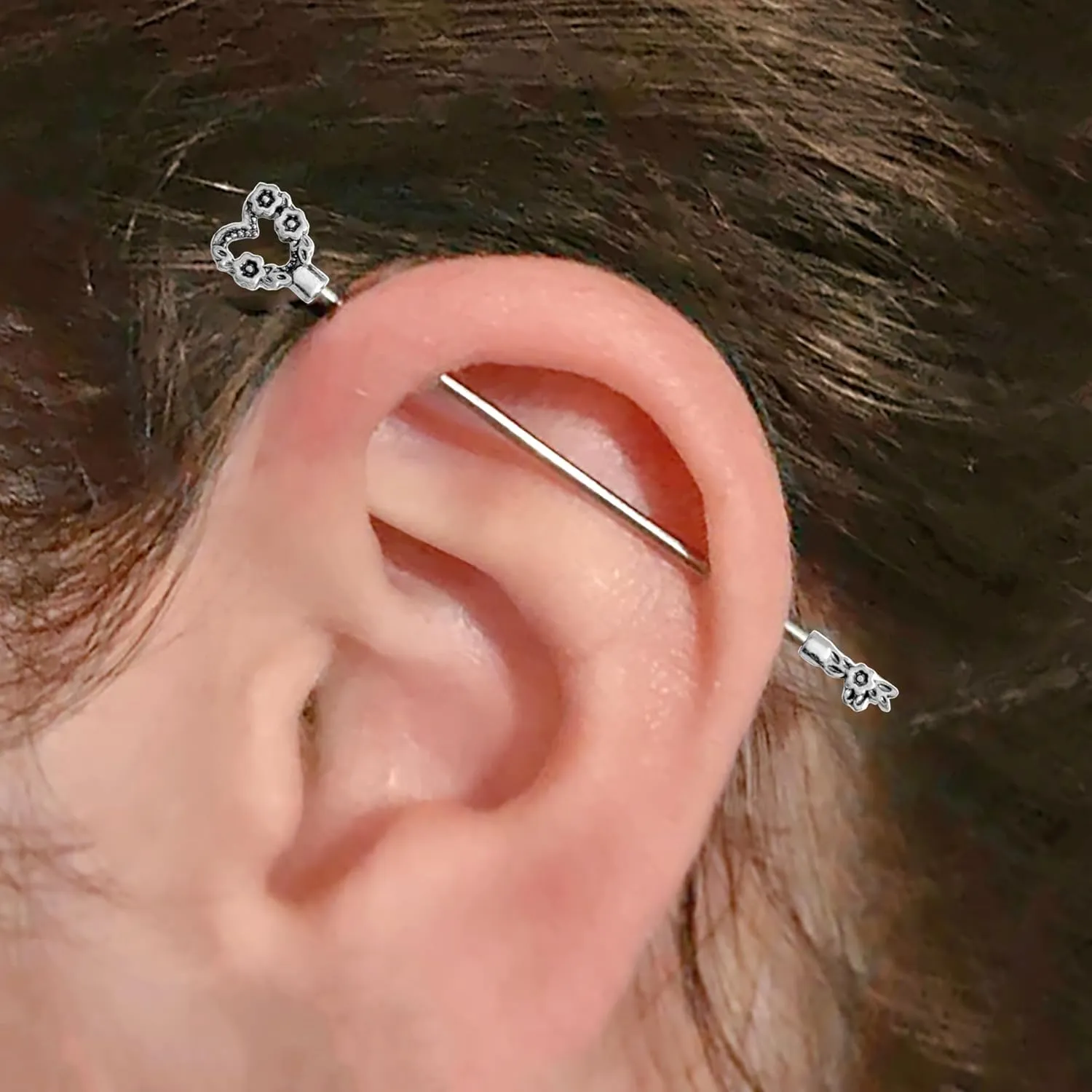16G Industrial Piercing Jewelry Surgical Steel, Industrial Bar Piercing, Black and Silver Industrial Jewelry for Women and Men, Goth Heart Key Arrow Scissors Style