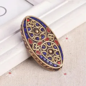 1pcs Big Oval 55x28mm Handmade Nepalese Tibetan Buddhist Brass Metal Loose Beads-C#