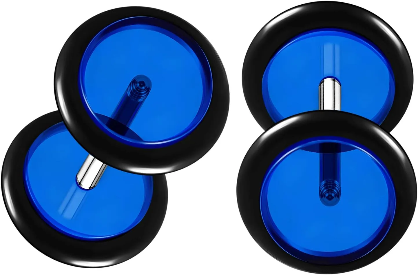 2 Pairs Acrylic 1.2mm 8mm Fake Glow in the dark Rubber O Ring Plugs Piercing Jewelry Ear Illusion Cheater Logo Earring Lobe