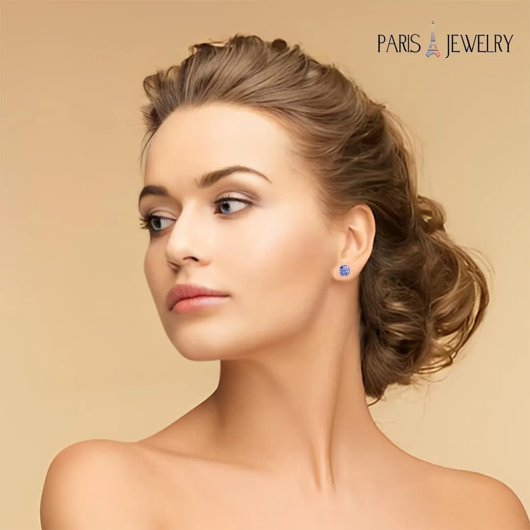 24k White Gold Plated 2 Cttw Round Stud Earrings