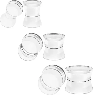 3 Pairs Clear Acrylic Double Flared Saddle Solid Piercing Jewelry Ear Flesh Stretcher Plugs Earring Lobe