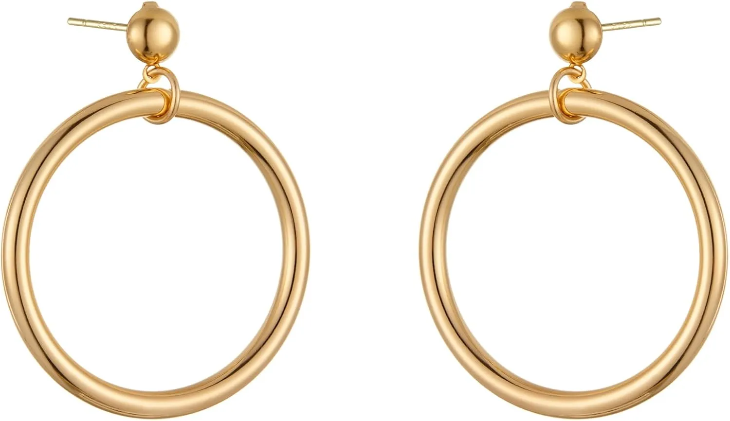 50s Chunky Hoop Earrings Gold Drop Earrings for Women