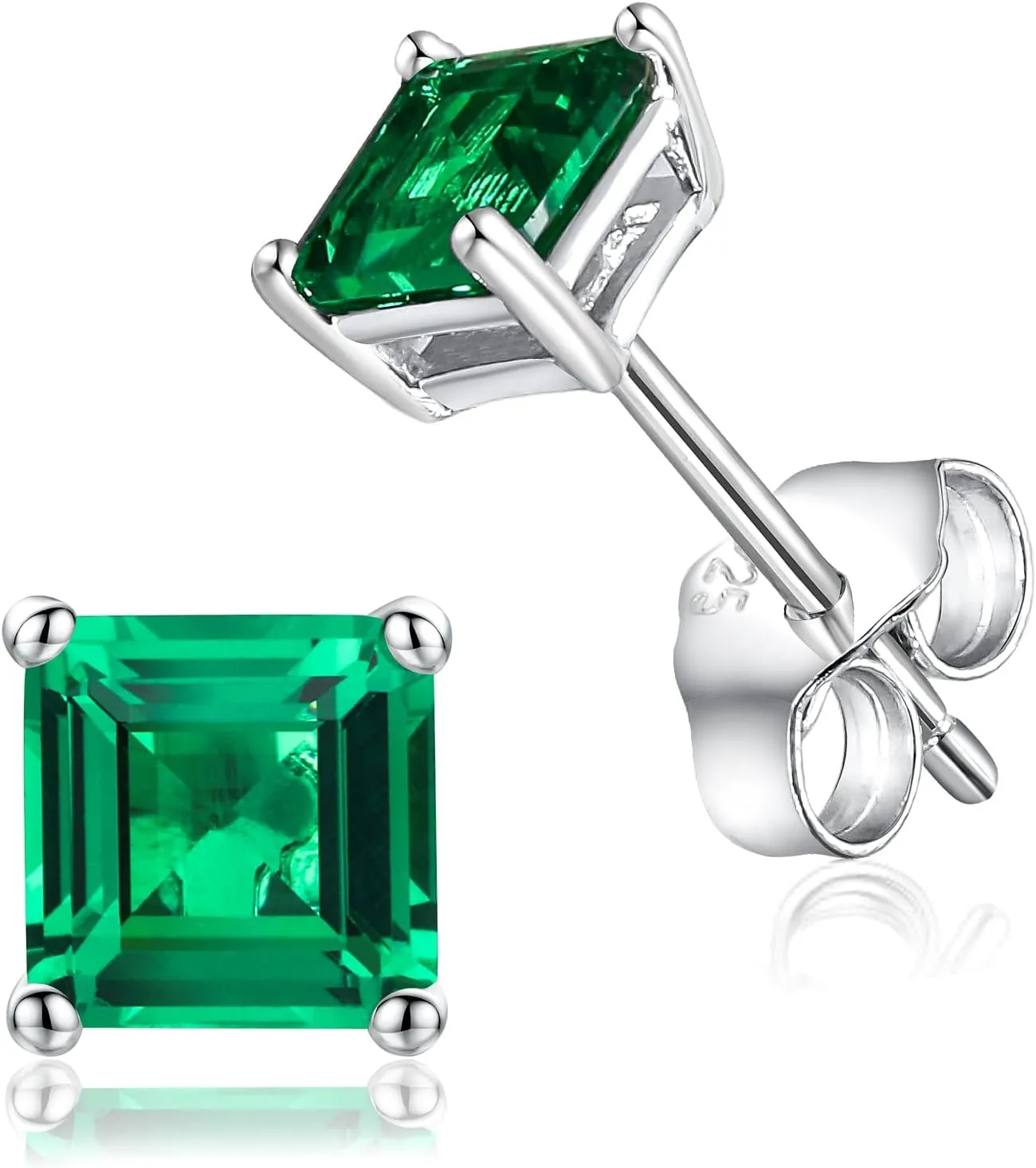 925 Sterling Silver Birthstone Stud Earrings for Women Men, Oval/Round/Sqaure/Octagon Cut Created Sapphire/Amethyst/Emerald/Ruby/Peridot/Opal Solitaire Diamond Halo Earrings
