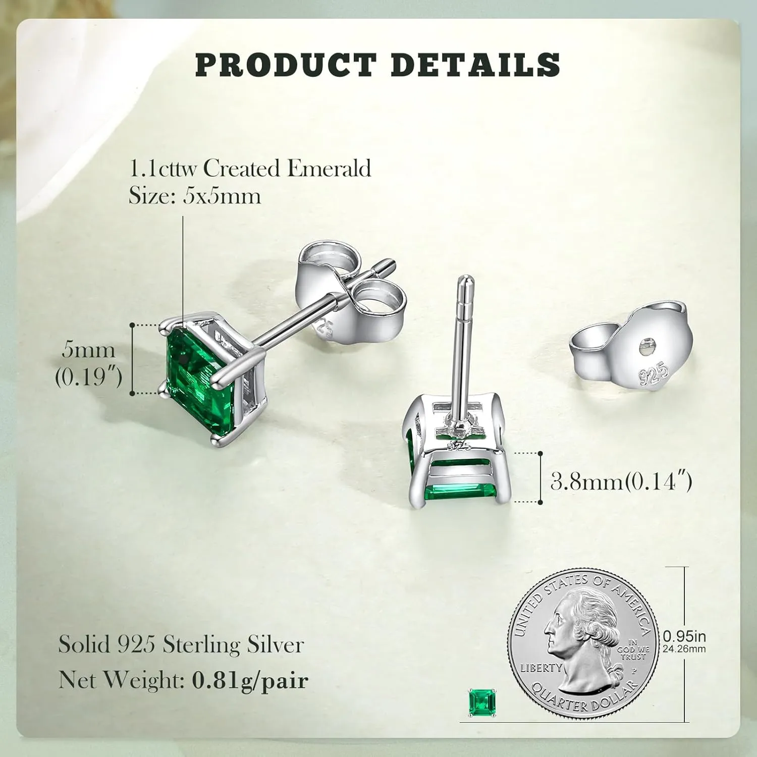 925 Sterling Silver Birthstone Stud Earrings for Women Men, Oval/Round/Sqaure/Octagon Cut Created Sapphire/Amethyst/Emerald/Ruby/Peridot/Opal Solitaire Diamond Halo Earrings