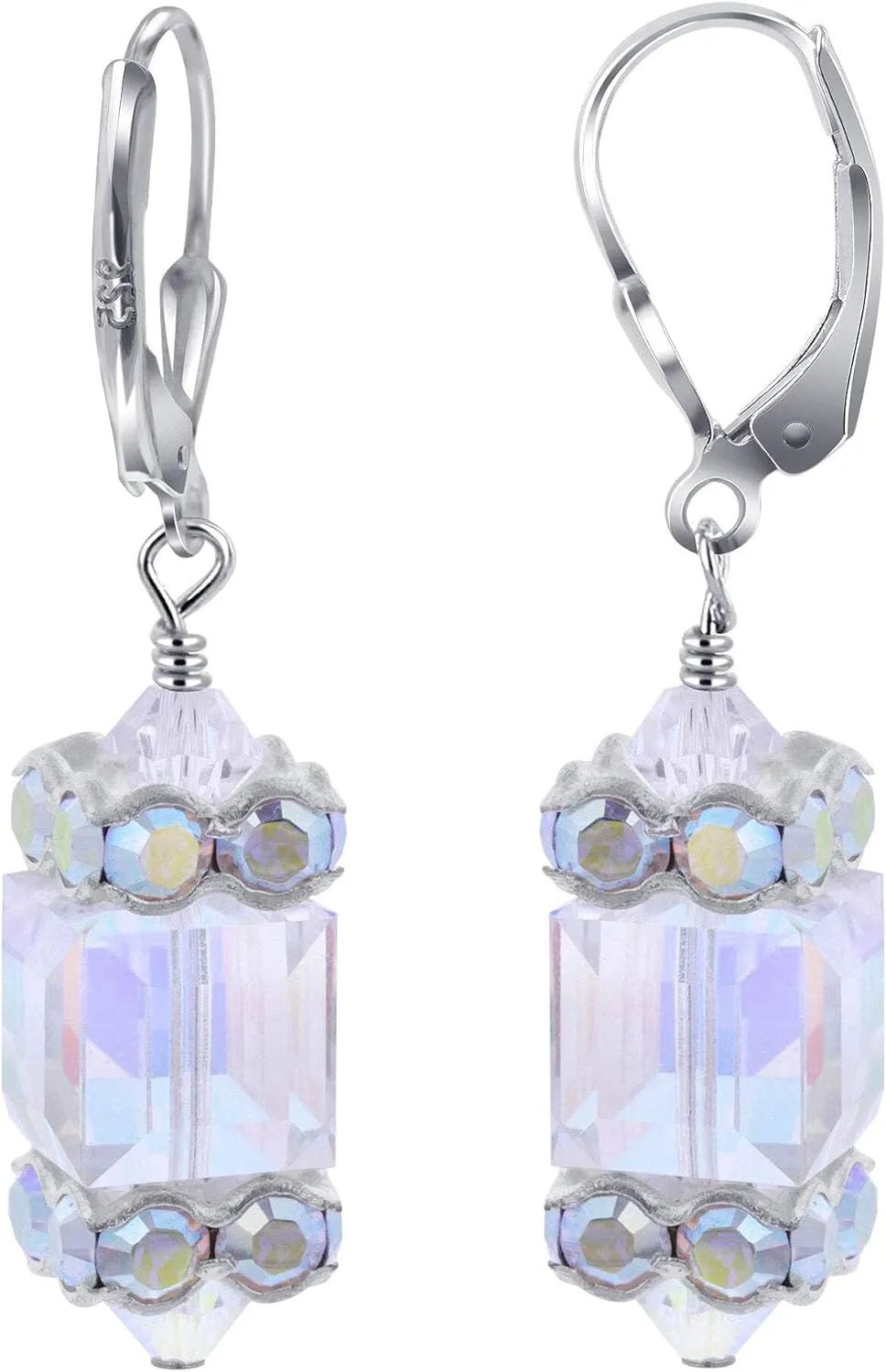 925 Sterling Silver Drop Earrings with Austrian Crystals