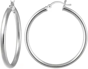 925 Sterling Silver Hoop Earrings for Women 3MM 4MM 5MM Round Silver Hoop Earrings for Women Jewelry, 20MM-50MM Diameter