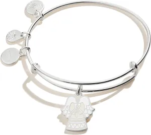 Alex and Ani Holiday Expandable Bangle for Women, Tree Topper Angel Charm, Shiny Finish, 2 to 3.5 in