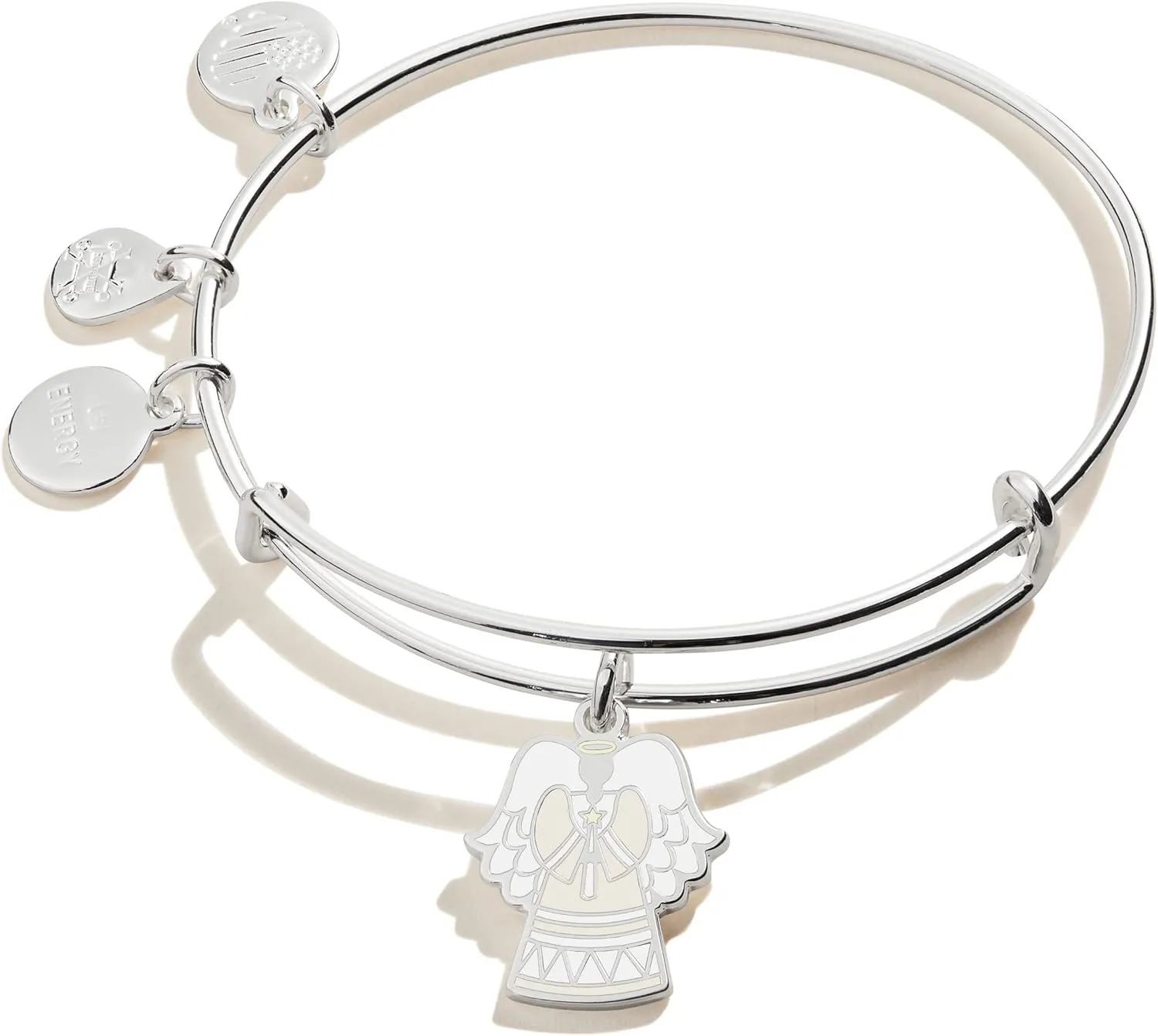 Alex and Ani Holiday Expandable Bangle for Women, Tree Topper Angel Charm, Shiny Finish, 2 to 3.5 in