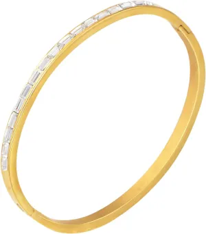 Alilang 18K Gold Plated Crystal Rhinestone Bangle Bracelets for Women with Cubic Zirconia  Stainless Steel Bracelet Jewelry for Christmas, Valentines, Birthday