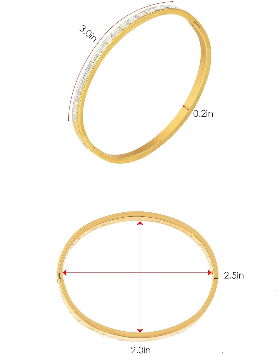 Alilang 18K Gold Plated Crystal Rhinestone Bangle Bracelets for Women with Cubic Zirconia  Stainless Steel Bracelet Jewelry for Christmas, Valentines, Birthday
