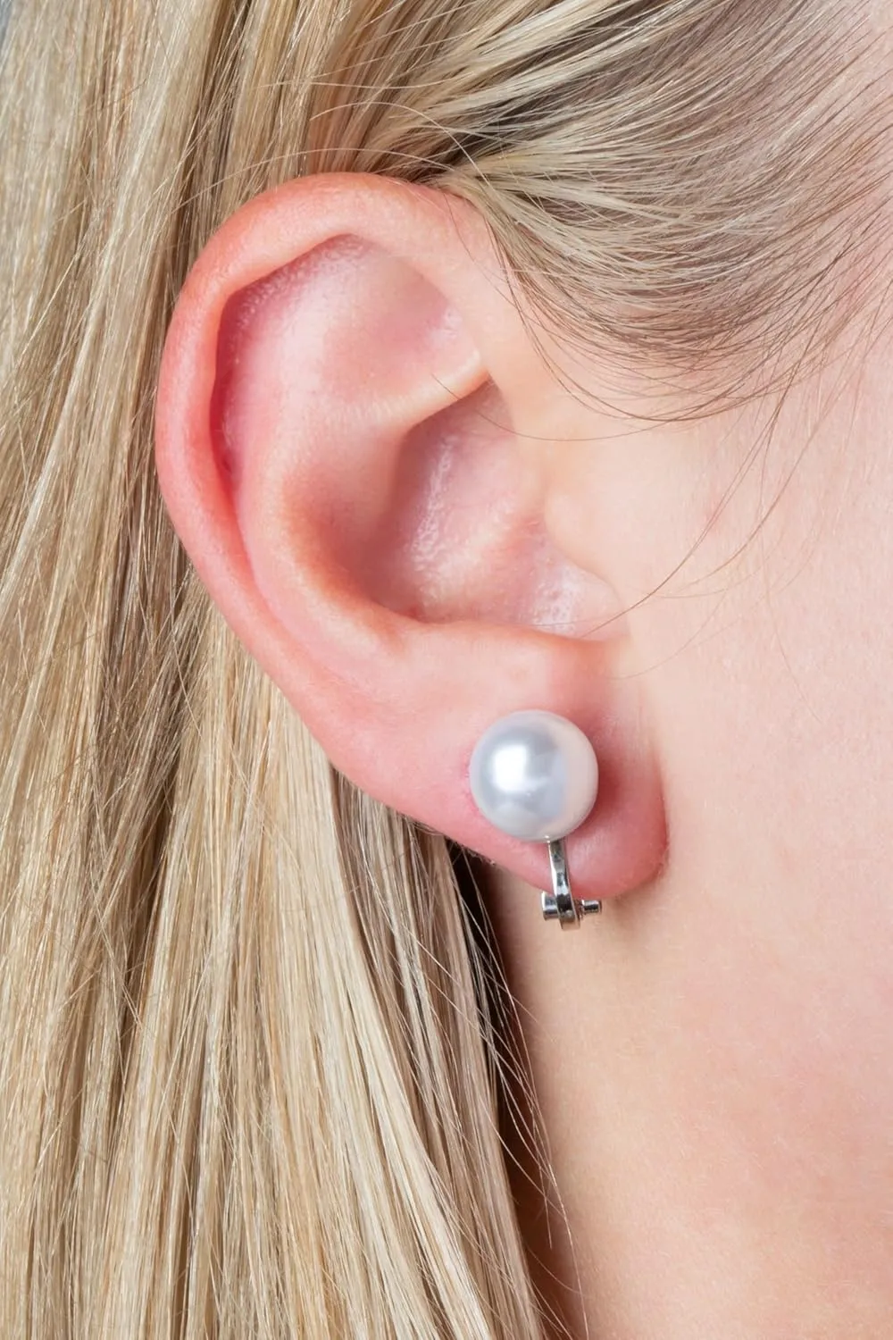 Aloha Earrings Simulated Freshwater Pearl Clip On Stud Earrings