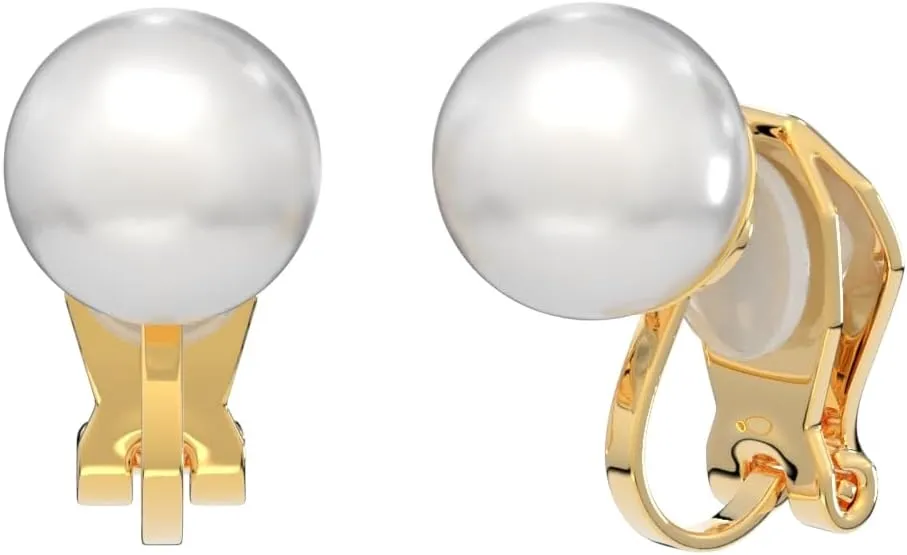 Aloha Earrings Simulated Freshwater Pearl Clip On Stud Earrings