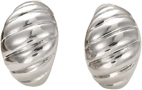 Aloha Earrings Vintage Style Ribbed Convex Design Clip On Stud Earrings