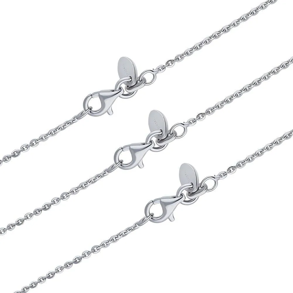 BERRICLE Italian Sterling Silver Rolo Chain Necklace for Women, 3 Piece (Rose Gold Flashed, Yellow Gold Flashed, Rhodium Plated)