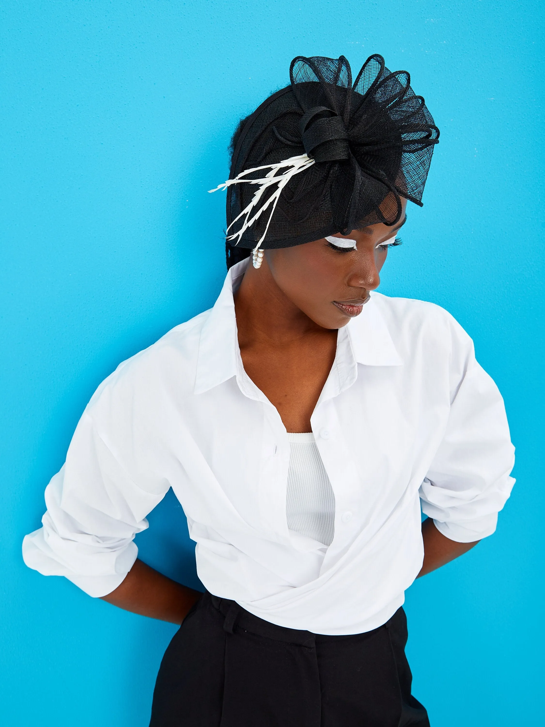 Black Fascinator Hat for Woman Tea Party Headwear