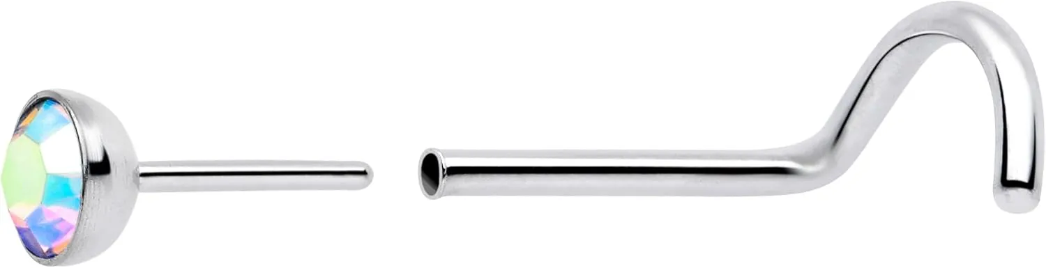 Body Candy 20 Gauge Nose Screw - 316L Stainless Steel Left Side Nose Ring Threadless Nose Stud for Women Men