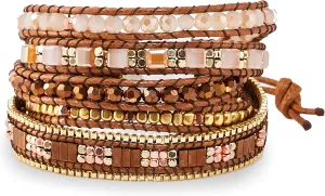 Bracelet for Women  Handmade Vegan Boho Natural Stone Layered Bracelet, Thailand Bohemian Stackable Beaded Wrap Bracelets, Summer Hippie Bracelet Stack, Fashion Jewelry Gifts