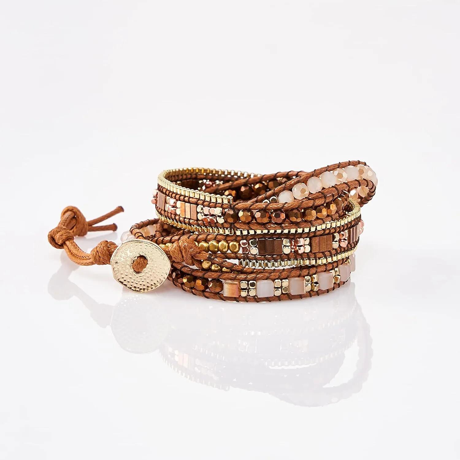Bracelet for Women  Handmade Vegan Boho Natural Stone Layered Bracelet, Thailand Bohemian Stackable Beaded Wrap Bracelets, Summer Hippie Bracelet Stack, Fashion Jewelry Gifts
