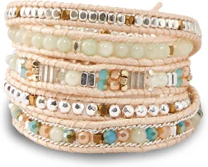 Bracelet for Women  Handmade Vegan Boho Natural Stone Layered Bracelet, Thailand Bohemian Stackable Beaded Wrap Bracelets, Summer Hippie Bracelet Stack, Fashion Jewelry Gifts