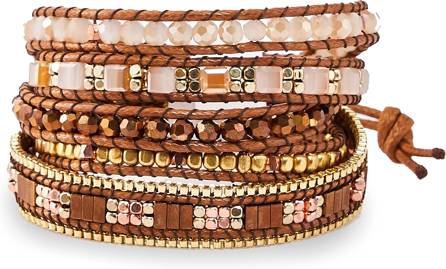 Bracelet for Women  Handmade Vegan Boho Natural Stone Layered Bracelet, Thailand Bohemian Stackable Beaded Wrap Bracelets, Summer Hippie Bracelet Stack, Fashion Jewelry Gifts