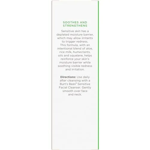 Burt's Bees Stocking Stuffers, Calming Day Face Lotion With Aloe and Rice Milk, Soothing Face Lotion for Sensitive Skin, 98.9 Percent Natural Origin Skin Care Christmas Gifts, 1.8 oz. Bottle