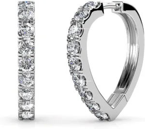 Cate & Chloe Waverly Carefree 18k White Gold Plated Chandelier Hoop Earrings with Crystals