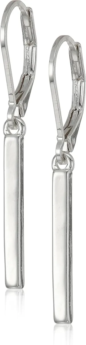 Chaps Women's Silvertone Bar Drop Leverback Earrings