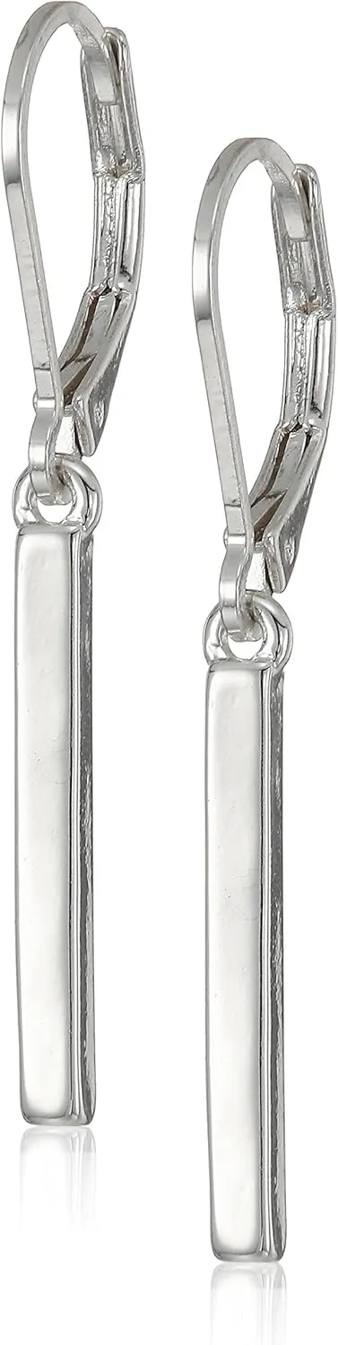 Chaps Women's Silvertone Bar Drop Leverback Earrings