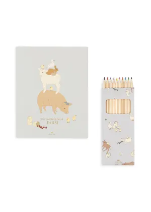 Coloring Book and Crayons - Farm