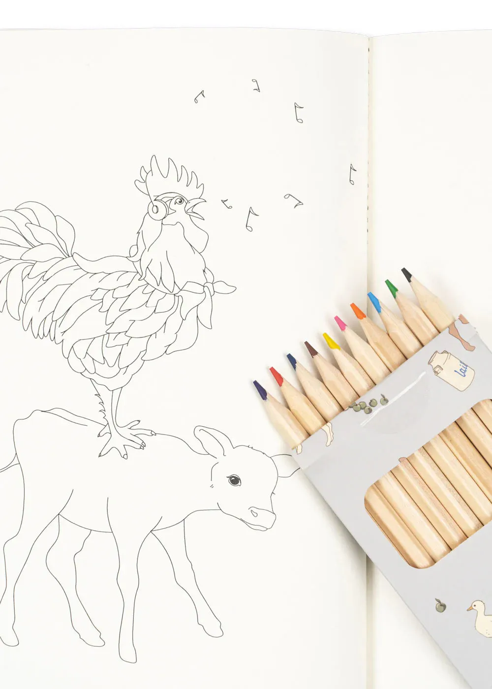 Coloring Book and Crayons - Farm