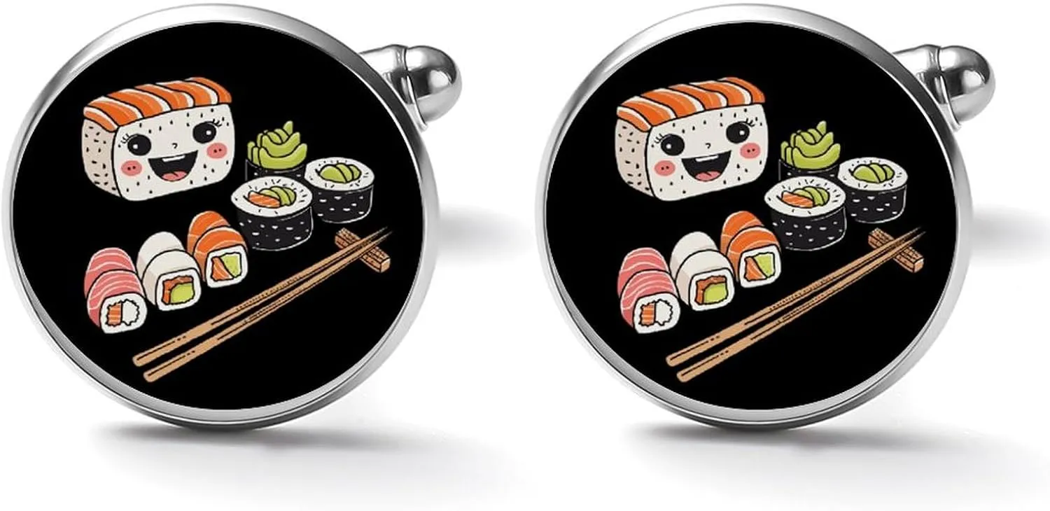 Cute Sushi Cufflinks Funny Cuff Links Cute Shirt Studs Accessories Jewelry Gift for Men