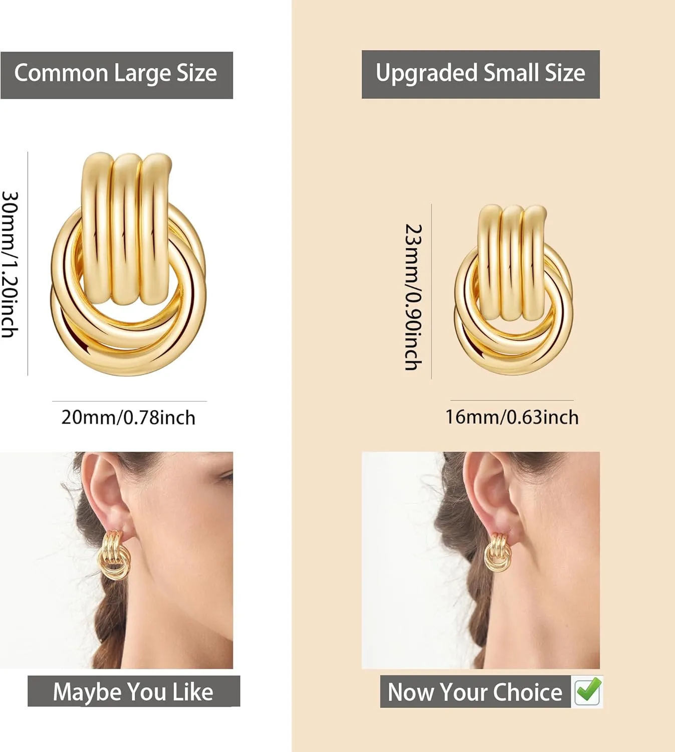 Double Hoop Gold Earrings for Women CZ Paperclip Drop Dangle Earrings, Sterling Silver Posts Studs for Women Trendy Designer Jewelry