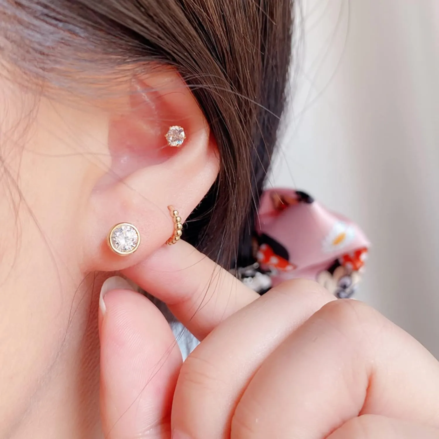 EPIRORA Sterling Silver Stud Earrings for Women Men- 3 Pairs of Tiny Round Cubic Zirconia Earrings CZ Small Cartilage Tragus Earrings(2mm/3mm/4mm)