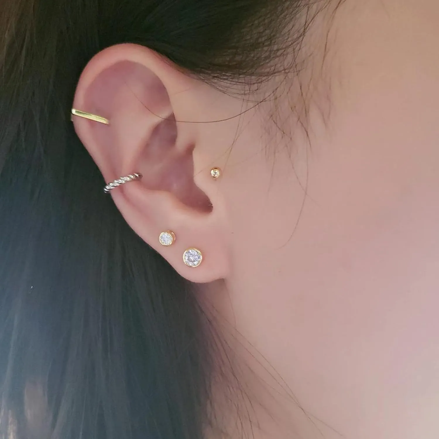 EPIRORA Sterling Silver Stud Earrings for Women Men- 3 Pairs of Tiny Round Cubic Zirconia Earrings CZ Small Cartilage Tragus Earrings(2mm/3mm/4mm)