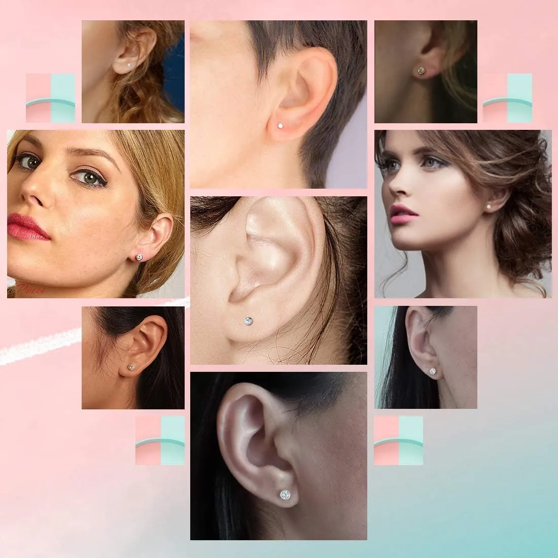 EPIRORA Sterling Silver Stud Earrings for Women Men- 3 Pairs of Tiny Round Cubic Zirconia Earrings CZ Small Cartilage Tragus Earrings(2mm/3mm/4mm)