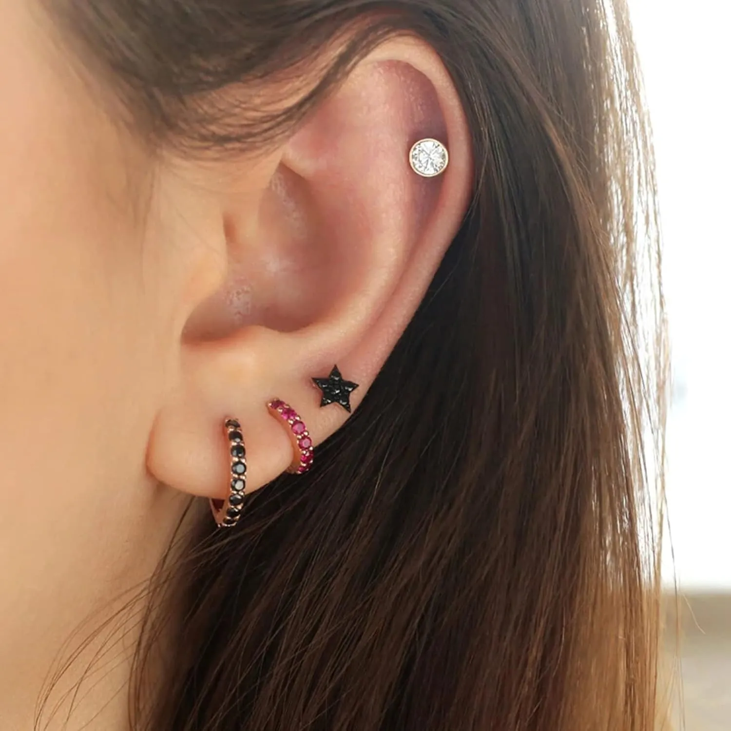 EPIRORA Sterling Silver Stud Earrings for Women Men- 3 Pairs of Tiny Round Cubic Zirconia Earrings CZ Small Cartilage Tragus Earrings(2mm/3mm/4mm)