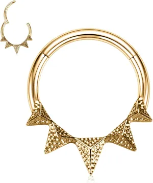 FUNLMO Gold Septum Ring Nose Ring Hoop Spike Septum Daith Jewelry 16G Daith Rook Tragus Helix Conch Piercing Jewelry Cartilage Daith Earring 316L Surgical Steel Septum Clicker 8mm