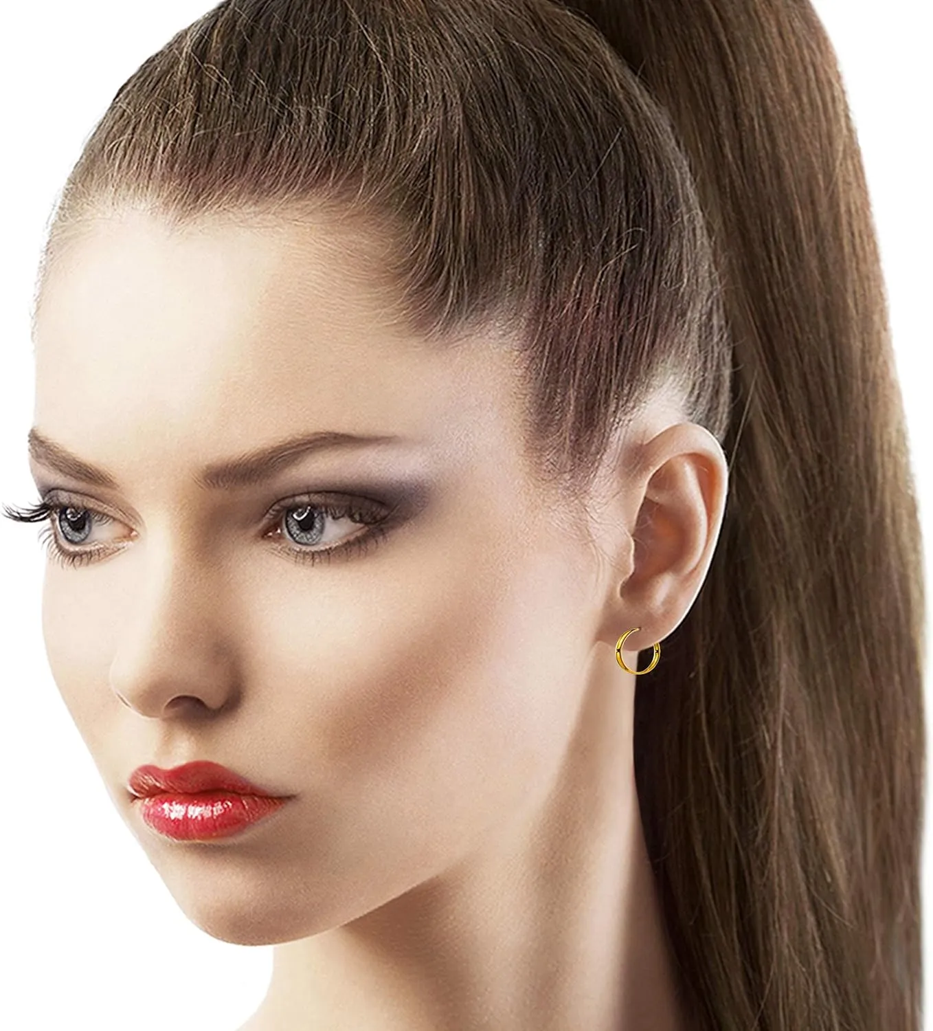 Galaxy Gold GG 14k Solid Yellow Gold Endless Loop Hoop Timeless Earrings 2 mm Gauge/Thickness Available in Multiple Diameters -