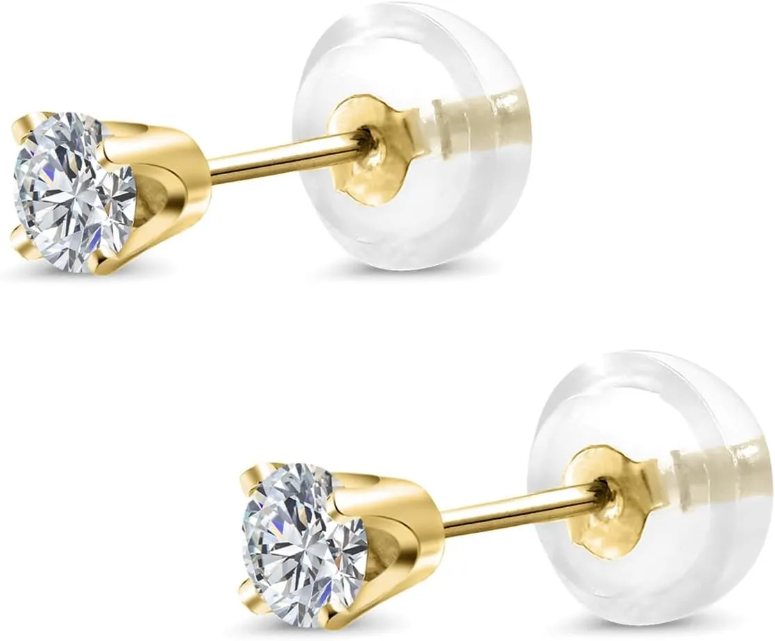Gem Stone King 0.20 to 1.50 Carat 14K Gold Lab Grown Diamond Stud Earrings | Gold Earrings For Women Men | F-G Color | VS1-VS2 Clarity