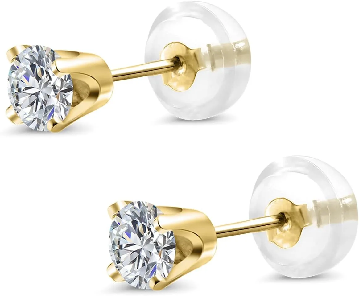 Gem Stone King 0.20 to 1.50 Carat 14K Gold Lab Grown Diamond Stud Earrings | Gold Earrings For Women Men | F-G Color | VS1-VS2 Clarity